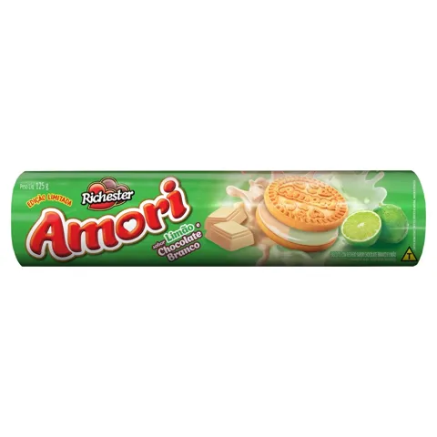 Biscoito Recheio Limão e Chocolate Branco Richester Amori Pacote 125g