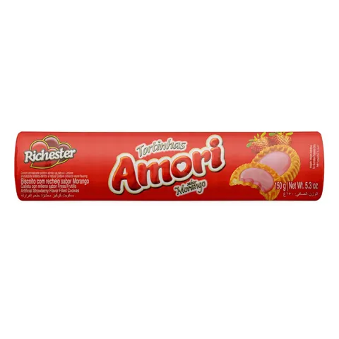 Biscoito Recheio Morango Richester Amori Tortinhas Pacote 150g