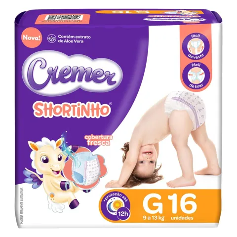 Fralda Descartável Infantil Shortinho Cremer G Pacote 16 Unidades