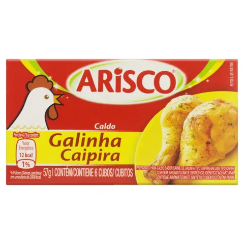 Caldo em Tablete Galinha Caipira Arisco Caixa 57g 6 Unidades