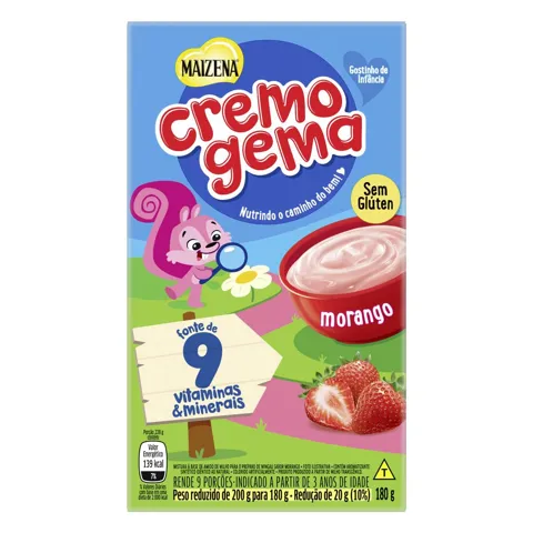 Mingau Morango Maizena Cremogema Caixa 180g
