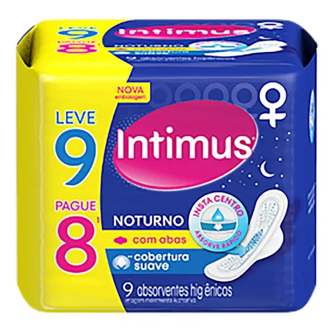 Absorvente com Abas Suave Noturno Intimus Pacote Leve 9 Pague 8 Unidades